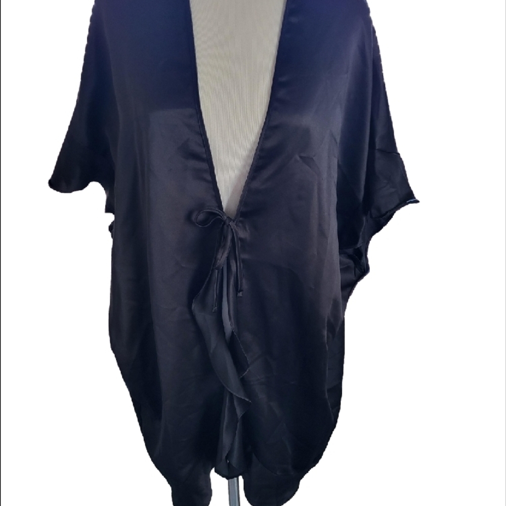 Black Satin Kimono one size Victoria's Secret